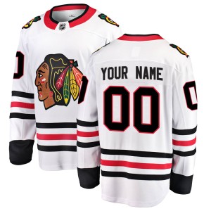 Custom Men's Fanatics Branded Chicago Blackhawks Breakaway White Custom Away Jersey
