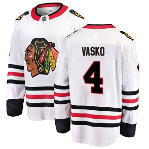 Elmer Vasko Men's Fanatics Branded Chicago Blackhawks Breakaway White Away Jersey
