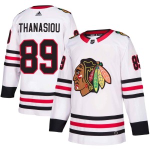 Andreas Athanasiou Youth Adidas Chicago Blackhawks Authentic White Away Jersey