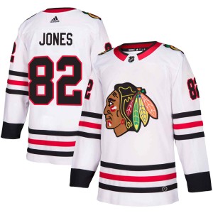 Caleb Jones Youth Adidas Chicago Blackhawks Authentic White Away Jersey