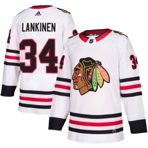 Kevin Lankinen Youth Adidas Chicago Blackhawks Authentic White ized Away Jersey