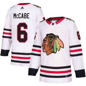 Jake McCabe Youth Adidas Chicago Blackhawks Authentic White Away Jersey