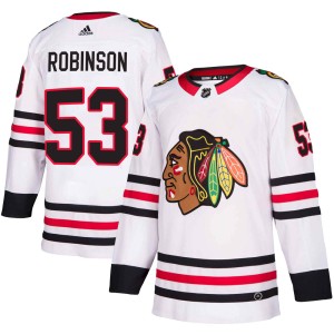 Buddy Robinson Youth Adidas Chicago Blackhawks Authentic White Away Jersey
