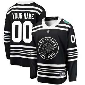 Custom Men's Fanatics Branded Chicago Blackhawks Breakaway Black Custom 2019 Winter Classic Jersey