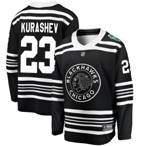 Philipp Kurashev Men's Fanatics Branded Chicago Blackhawks Breakaway Black 2019 Winter Classic Jersey