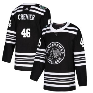 Louis Crevier Men's Adidas Chicago Blackhawks Authentic Black 2019 Winter Classic Jersey