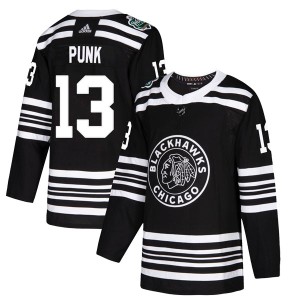 CM Punk Men's Adidas Chicago Blackhawks Authentic Black 2019 Winter Classic Jersey