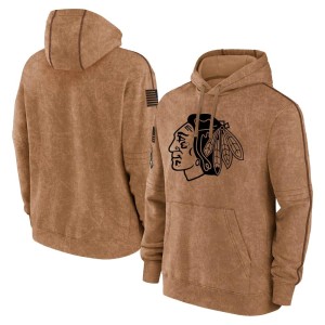 Youth Chicago Blackhawks Brown 2023 Salute to Service Club Pullover Hoodie