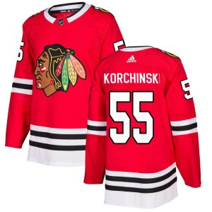 Kevin Korchinski Men's Adidas Chicago Blackhawks Authentic Red Home Jersey