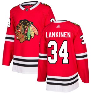Kevin Lankinen Men's Adidas Chicago Blackhawks Authentic Red ized Home Jersey