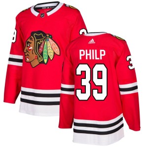 Luke Philp Men's Adidas Chicago Blackhawks Authentic Red Home Jersey