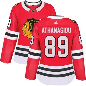 Andreas Athanasiou Women's Adidas Chicago Blackhawks Authentic Red Home Jersey