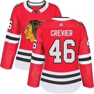 Louis Crevier Women's Adidas Chicago Blackhawks Authentic Red Home Jersey