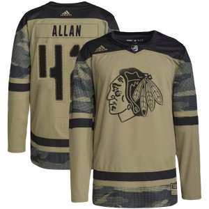 Nolan Allan Youth Adidas Chicago Blackhawks Authentic Camo Military Appreciation Practice Jersey