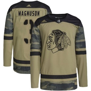 Keith Magnuson Youth Adidas Chicago Blackhawks Authentic Camo Military Appreciation Practice Jersey