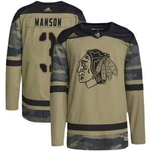 Dave Manson Youth Adidas Chicago Blackhawks Authentic Camo Military Appreciation Practice Jersey