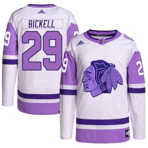 Bryan Bickell Men's Adidas Chicago Blackhawks Authentic White/Purple Hockey Fights Cancer Primegreen Jersey