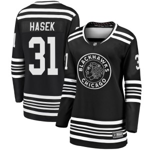 Dominik Hasek Women's Fanatics Branded Chicago Blackhawks Premier Black Breakaway Alternate 2019/20 Jersey