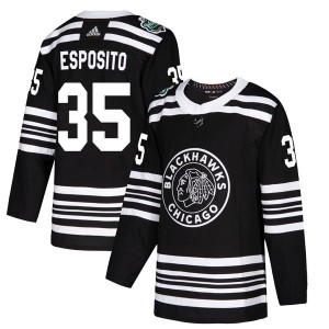 Tony Esposito Youth Adidas Chicago Blackhawks Authentic Black 2019 Winter Classic Jersey