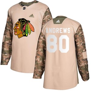 Zach Andrews Youth Adidas Chicago Blackhawks Authentic Camo Veterans Day Practice Jersey