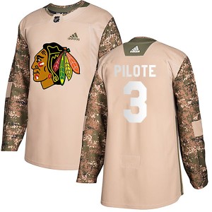 Pierre Pilote Youth Adidas Chicago Blackhawks Authentic Camo Veterans Day Practice Jersey