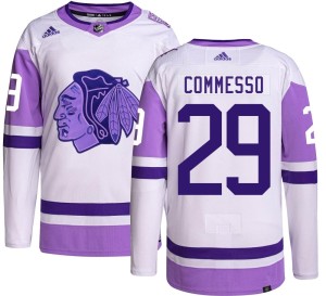 Drew Commesso Men's Adidas Chicago Blackhawks Authentic Hockey Fights Cancer Jersey