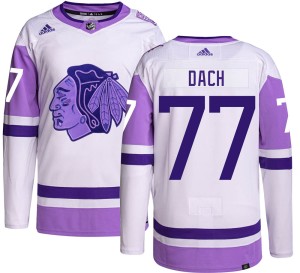 Kirby Dach Men's Adidas Chicago Blackhawks Authentic Hockey Fights Cancer Jersey