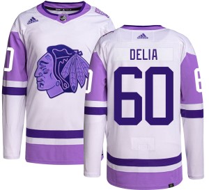 Collin Delia Men's Adidas Chicago Blackhawks Authentic Hockey Fights Cancer Jersey
