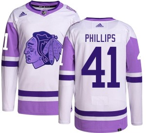 Isaak Phillips Men's Adidas Chicago Blackhawks Authentic Hockey Fights Cancer Jersey