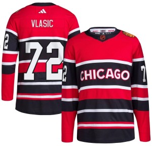 Alex Vlasic Youth Adidas Chicago Blackhawks Authentic Red Reverse Retro 2.0 Jersey