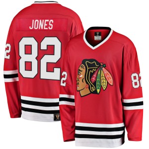 Caleb Jones Men's Fanatics Branded Chicago Blackhawks Premier Red Breakaway Heritage Jersey
