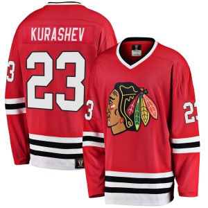 Philipp Kurashev Men's Fanatics Branded Chicago Blackhawks Premier Red Breakaway Heritage Jersey