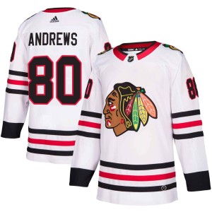 Zach Andrews Men's Adidas Chicago Blackhawks Authentic White Away Jersey