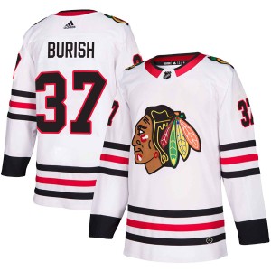 Adam Burish Men's Adidas Chicago Blackhawks Authentic White Away Jersey