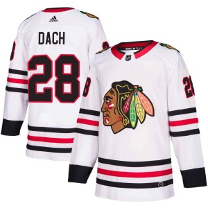 Colton Dach Men's Adidas Chicago Blackhawks Authentic White Away Jersey