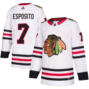Phil Esposito Men's Adidas Chicago Blackhawks Authentic White Away Jersey