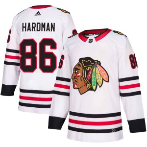 Mike Hardman Men's Adidas Chicago Blackhawks Authentic White Away Jersey
