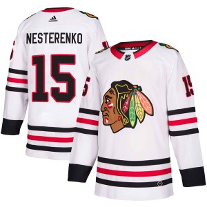 Eric Nesterenko Men's Adidas Chicago Blackhawks Authentic White Away Jersey