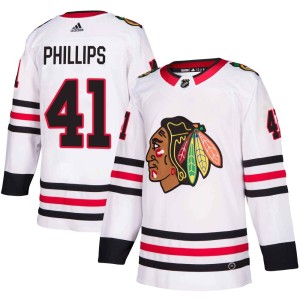 Isaak Phillips Men's Adidas Chicago Blackhawks Authentic White Away Jersey