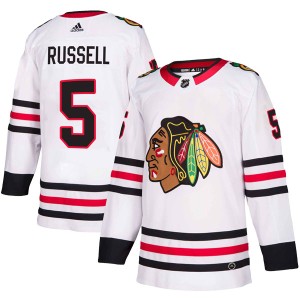 Phil Russell Men's Adidas Chicago Blackhawks Authentic White Away Jersey