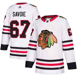 Samuel Savoie Men's Adidas Chicago Blackhawks Authentic White Away Jersey