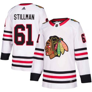 Riley Stillman Men's Adidas Chicago Blackhawks Authentic White Away Jersey