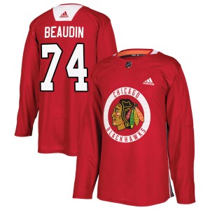 Nicolas Beaudin Youth Adidas Chicago Blackhawks Authentic Red ized Home Practice Jersey