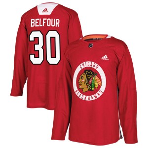 ED Belfour Youth Adidas Chicago Blackhawks Authentic Red Home Practice Jersey