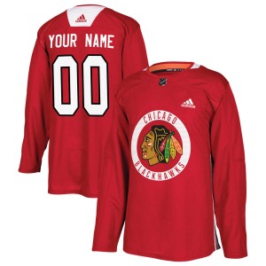 Custom Youth Adidas Chicago Blackhawks Authentic Red Custom Home Practice Jersey