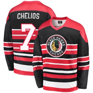 Chris Chelios Men's Fanatics Branded Chicago Blackhawks Premier Red/Black Breakaway Heritage Jersey