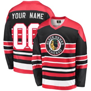 Custom Men's Fanatics Branded Chicago Blackhawks Premier Red/Black Custom Breakaway Heritage Jersey