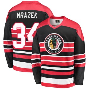 Petr Mrazek Men's Fanatics Branded Chicago Blackhawks Premier Red/Black Breakaway Heritage Jersey