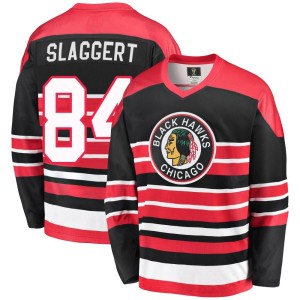 Landon Slaggert Men's Fanatics Branded Chicago Blackhawks Premier Red/Black Breakaway Heritage Jersey