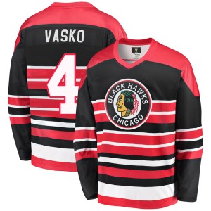 Elmer Vasko Men's Fanatics Branded Chicago Blackhawks Premier Red/Black Breakaway Heritage Jersey